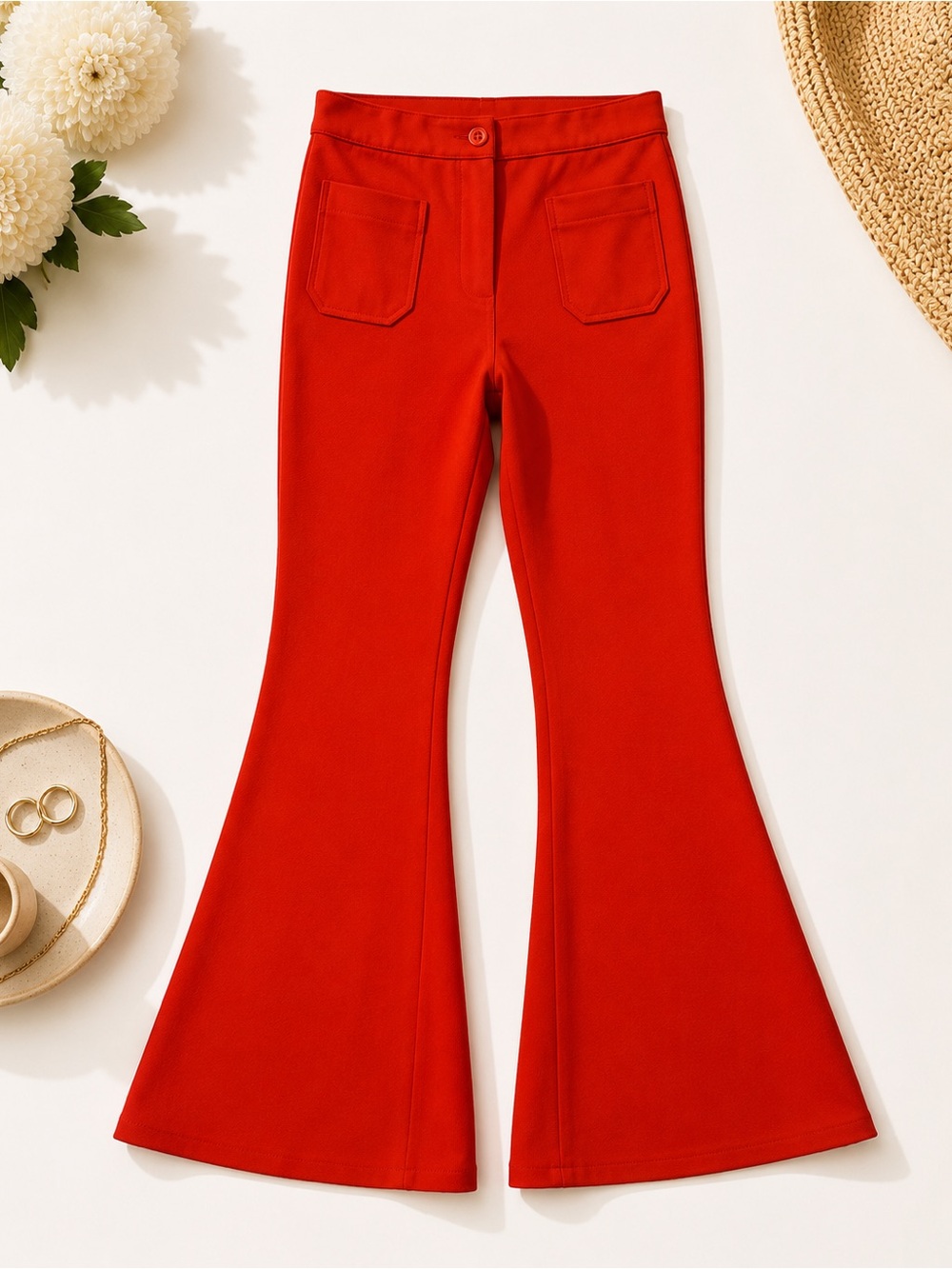 Vintage Sears JR Bazaar Orange Bell Bottom Flare Pants High Waist 70s Women’s XS